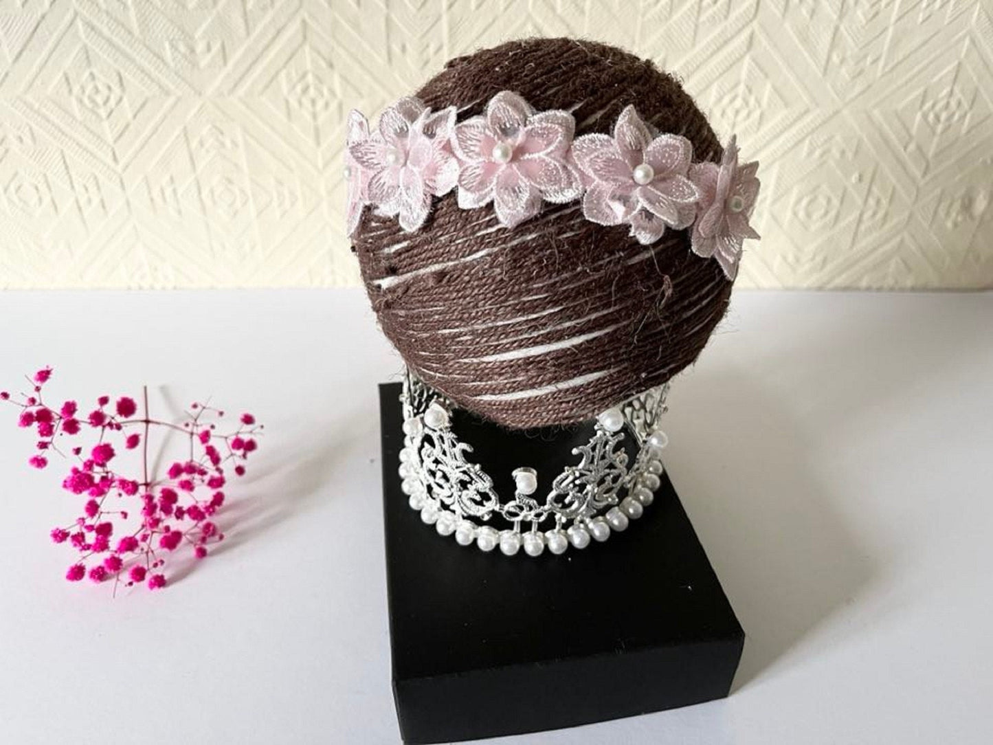 42cm / Pink Baby Lace hair band HB040