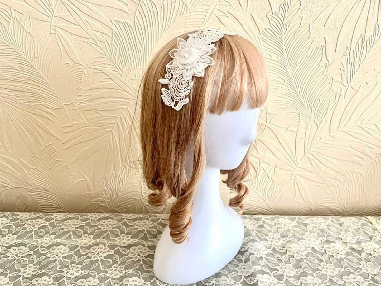 Off White Lace Hair Headband EH001