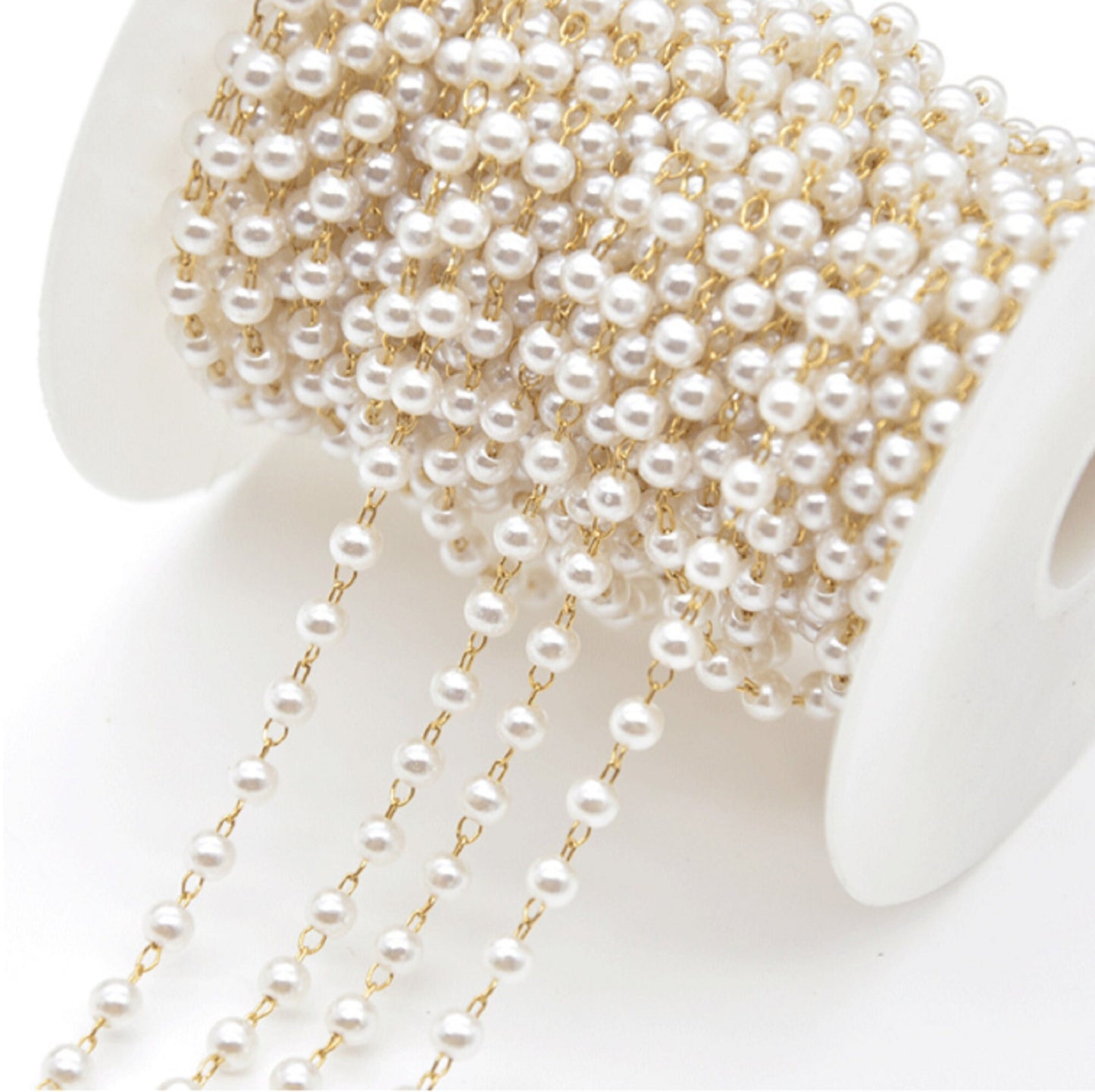 2 Meters / 4mm, 6mm / DIY White Pearl Chain