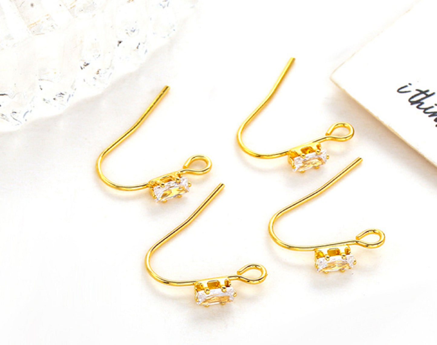 (EK112) 10 pcs / Gold Plated Crystal Hoop Earrings