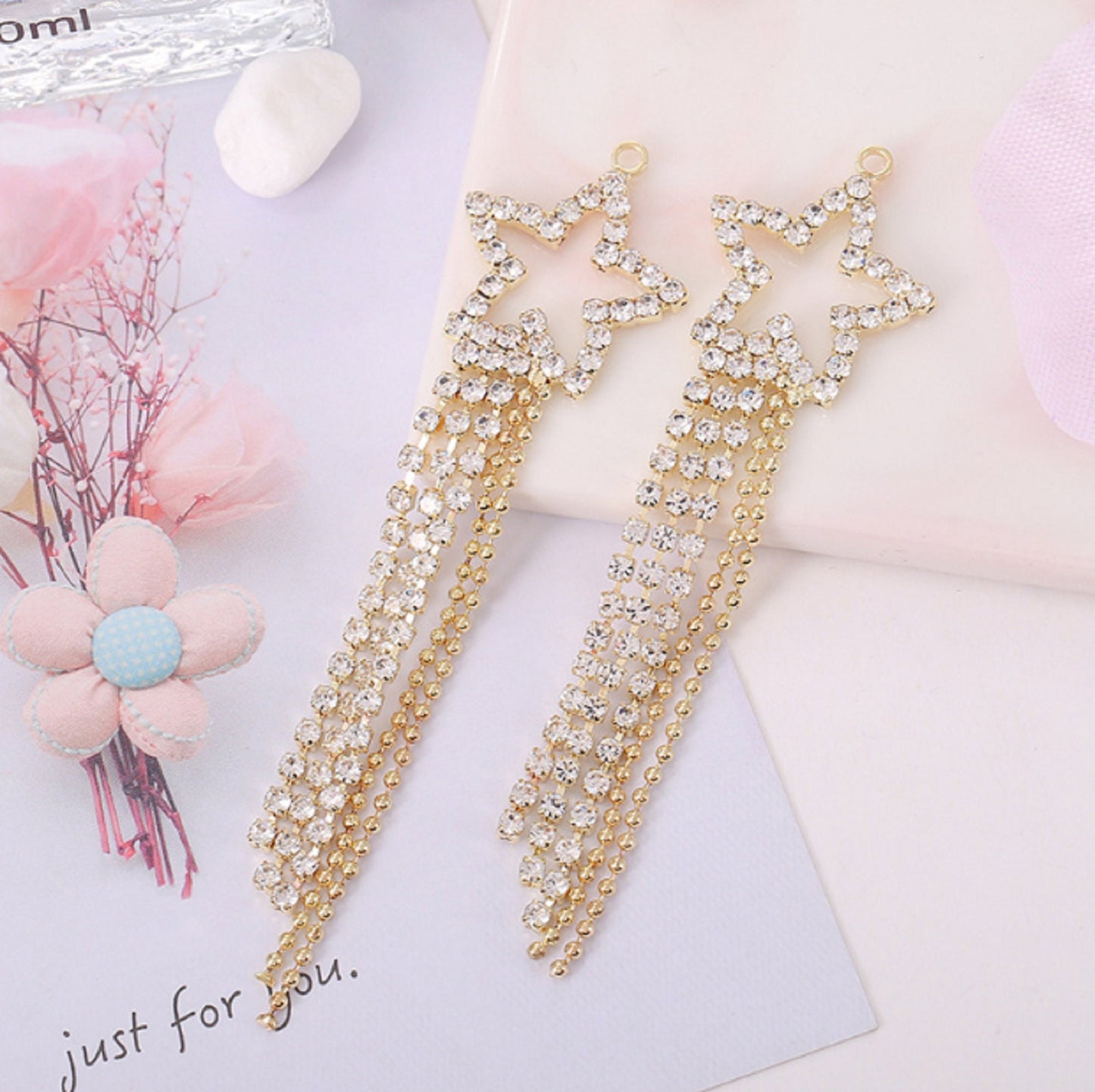 10 pcs / Crystal Earrings Connector Embellishments E02