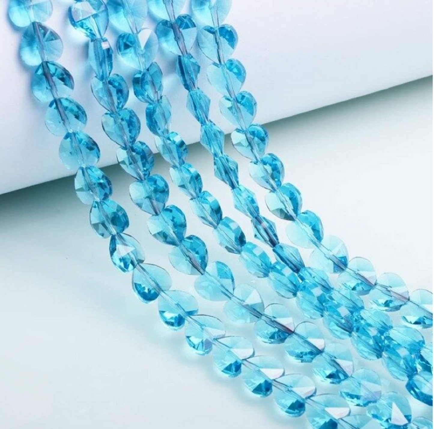 10 Pcs / 8mm Crystal Glass Heart Beads CB055