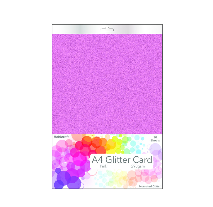 Habicraft / 10 sheets / Pink Non-Shed Glitter Card 290gsm (HGC10) Wholesale