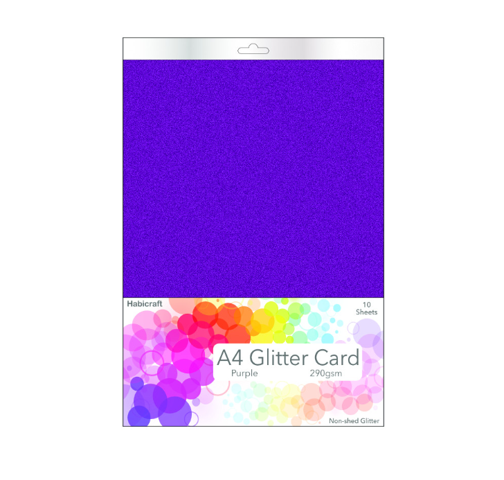 Habicraft / 10 sheets / Purple Non-Shed Glitter Card 290gsm (HGC14)
