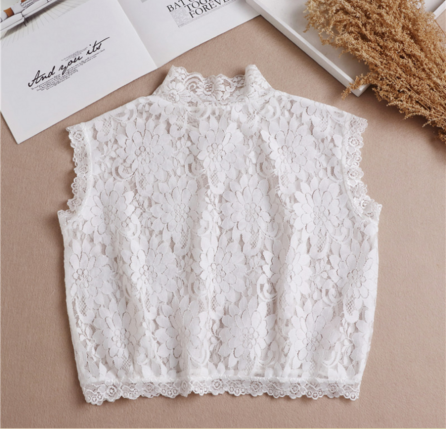 Off White Fake Lace Collar, False Collar, Removable Collar B657(K)