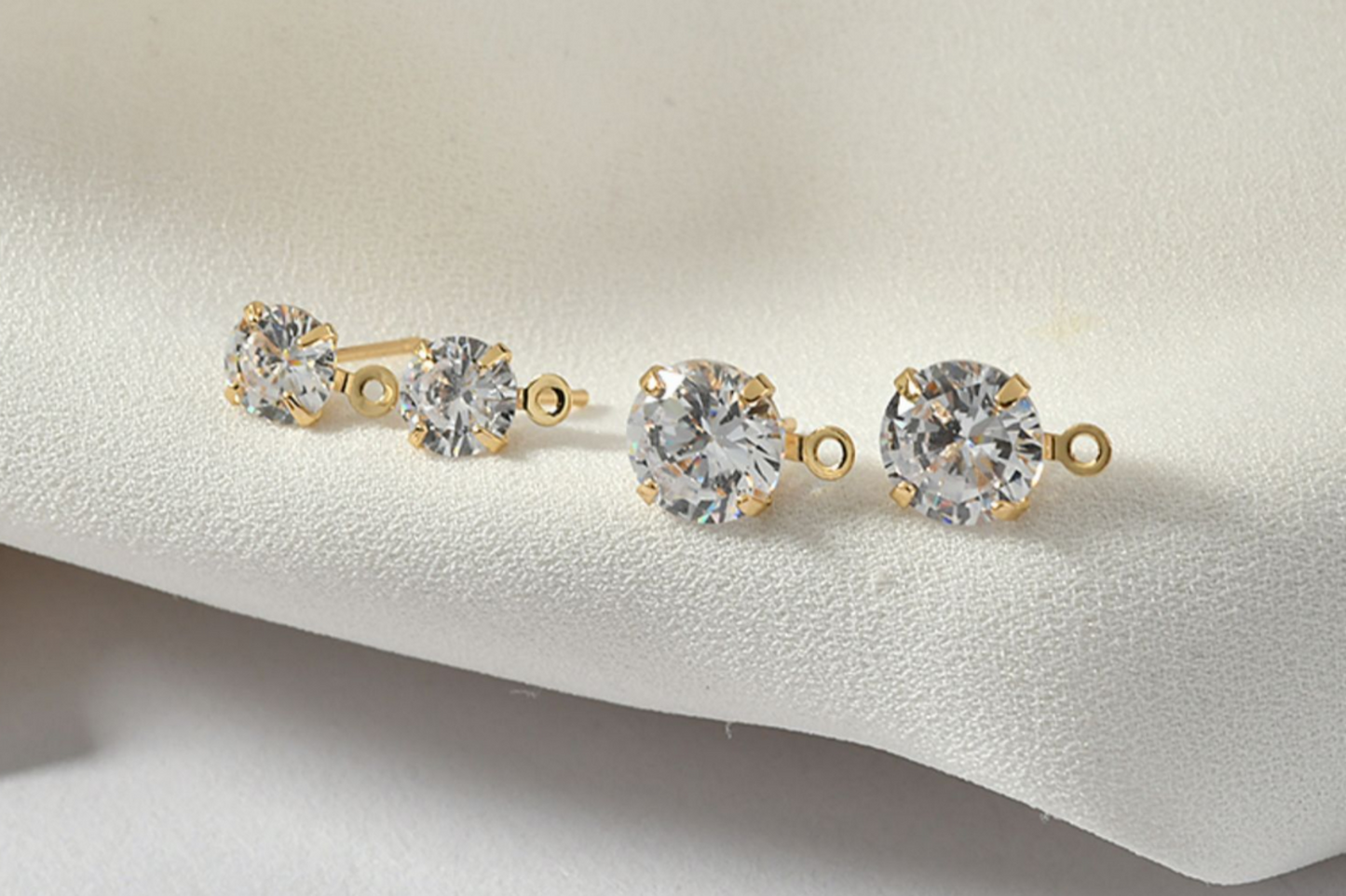 10 pcs / 6mm / Gold Plated Crystal Earrings Hoop EK04