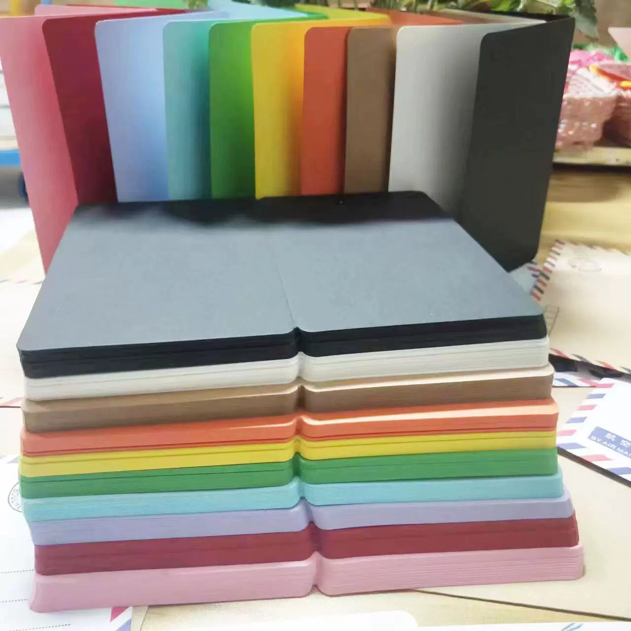 100 sheets / 18.5 x 9cm / Assorted Colours Blank Greeting Cards without Envelopes for Cardmaking