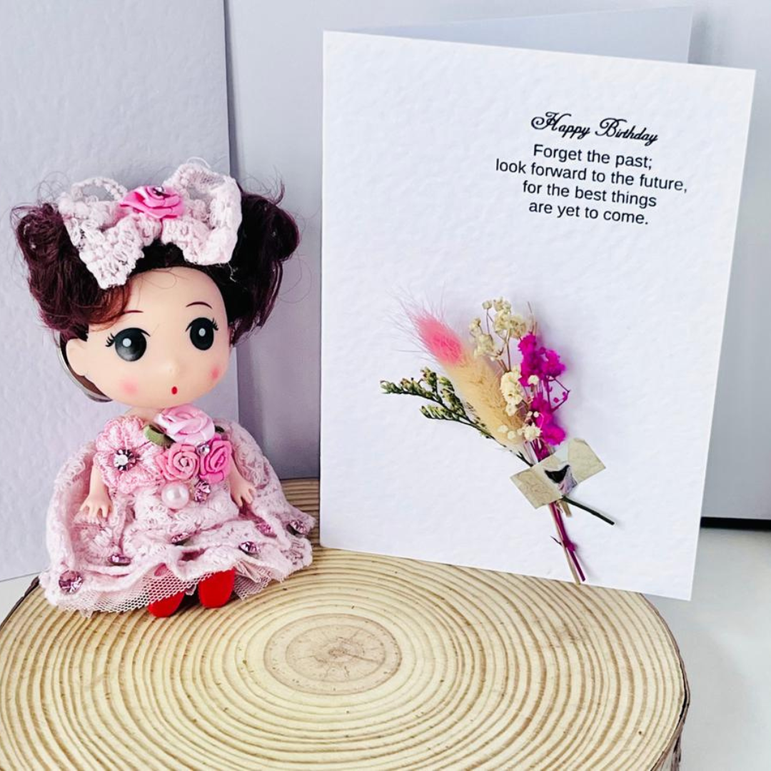 Luxury Handmade Personalised Flower Birthday Card and Keychain G004