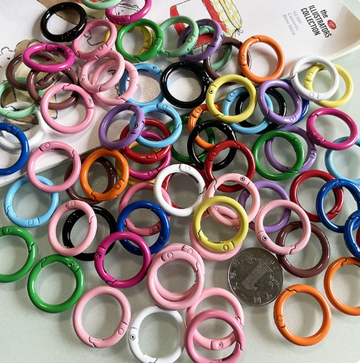 10 pieces / Random Colored Metal Spring Clasps O-Rings