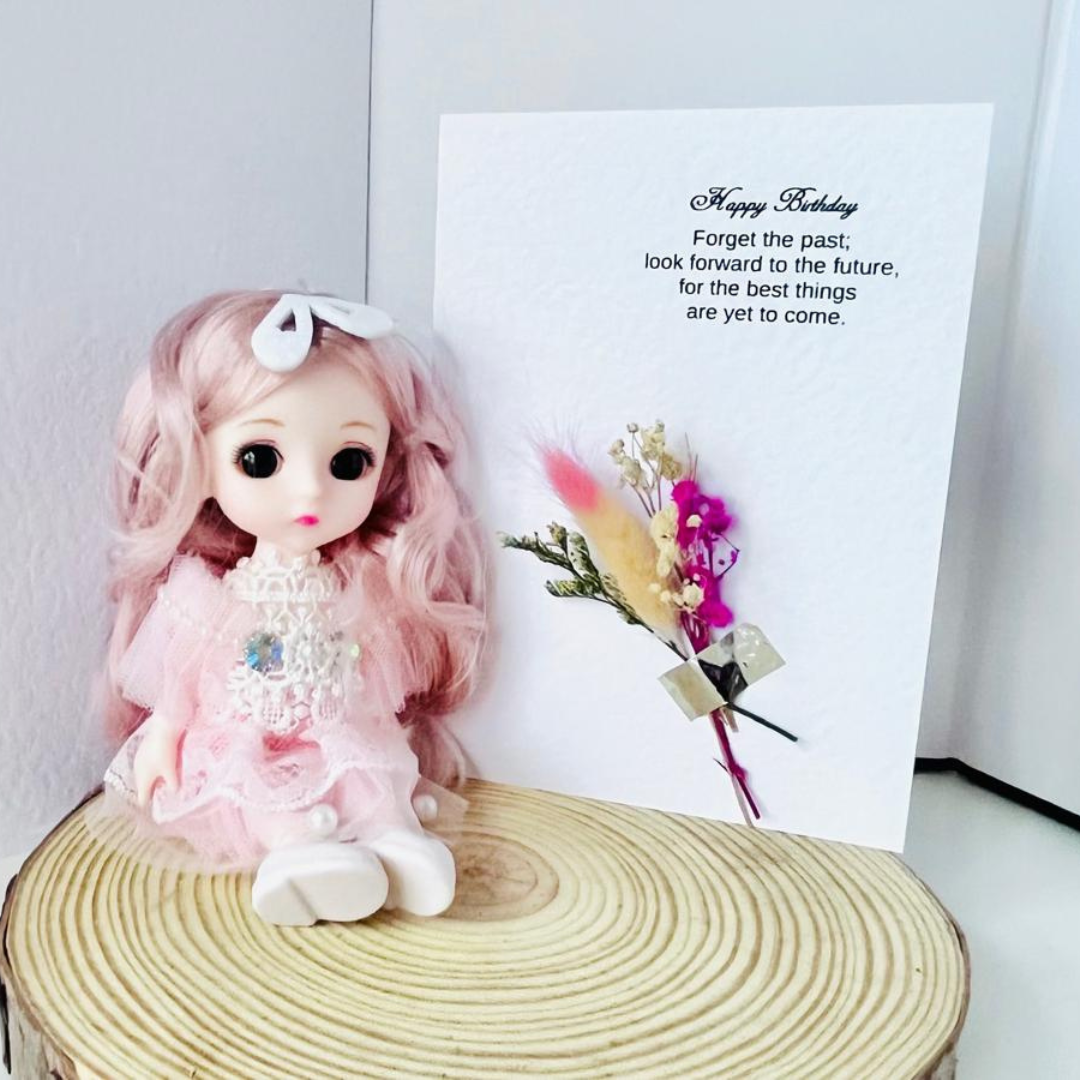 Luxury Handmade Personalised Flower Birthday Card and Keychain G003
