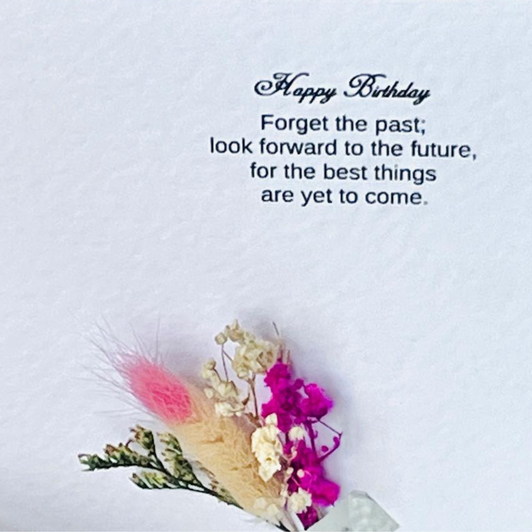 Luxury Handmade Personalised Baby Breath Flower Birthday Card and Keychain G005