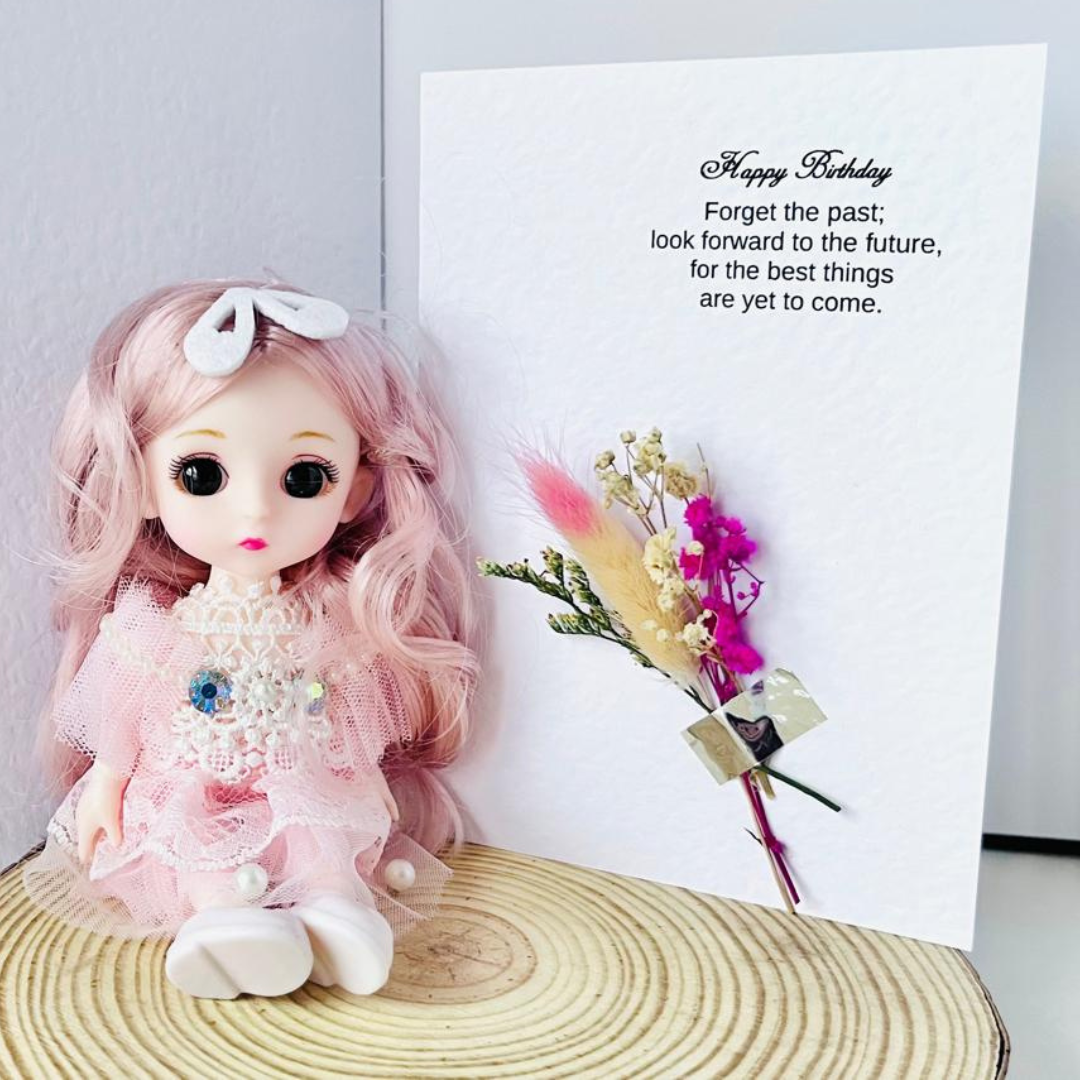 Luxury Handmade Personalised Flower Birthday Card and Keychain G003
