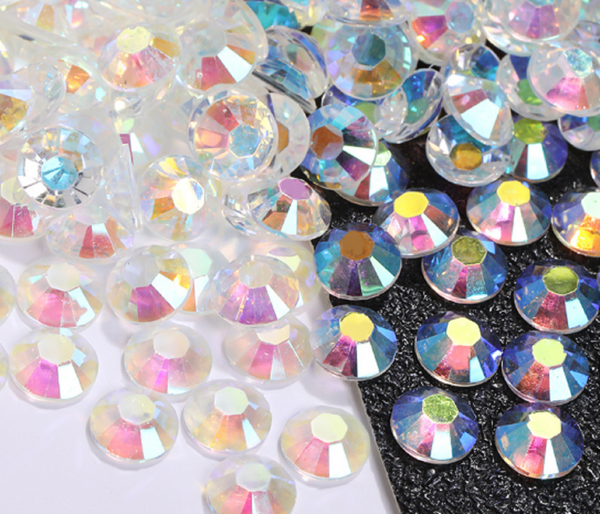 10 grams / 4mm / Flat Back AB Crystals, Nail Art Gems (FB003)