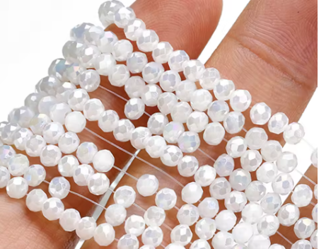 180 pcs / 4mm / Rondelle Gass Beads