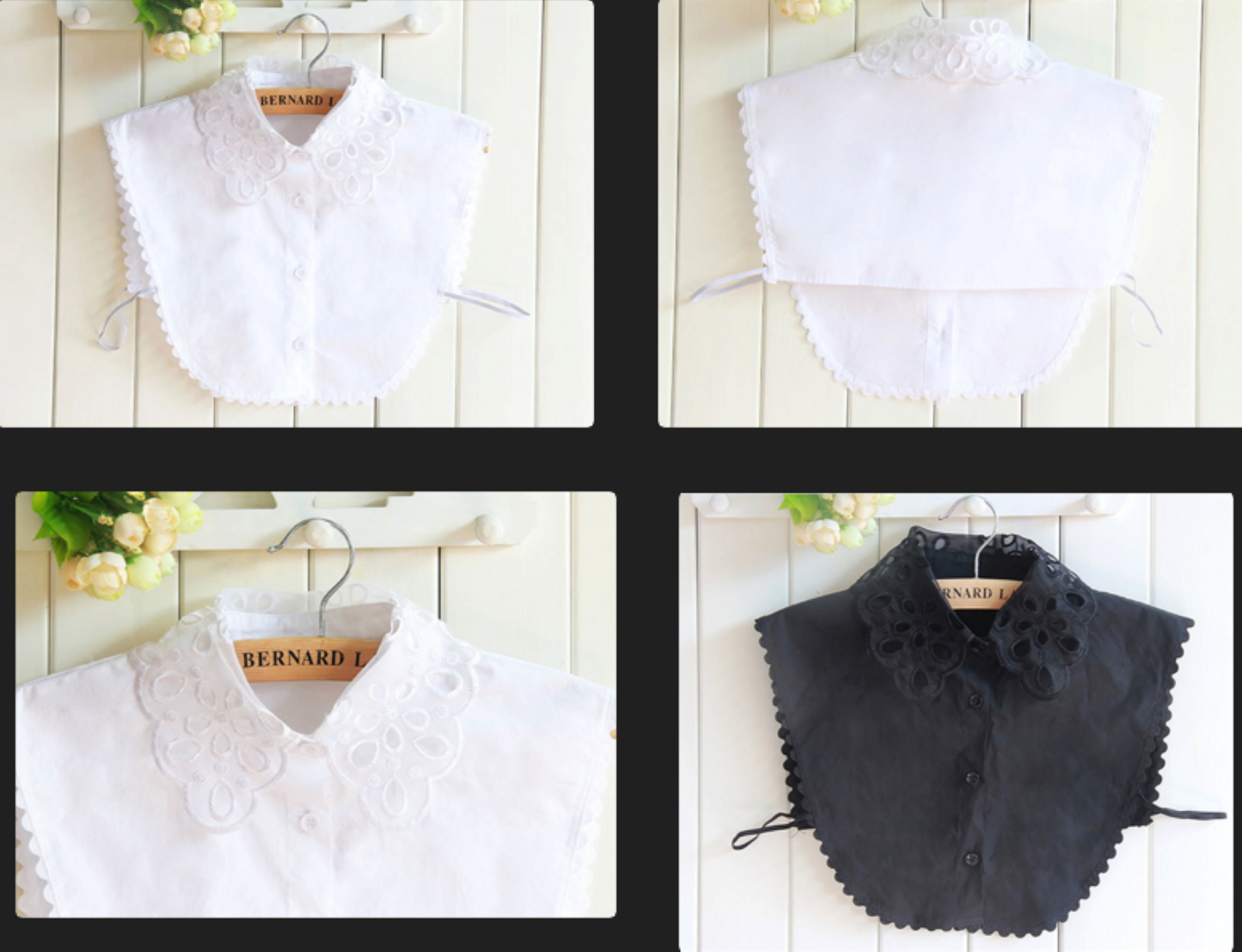 Pure White, Black / Fake Lace Collar, False Collar, Removable Collar  B102(E)