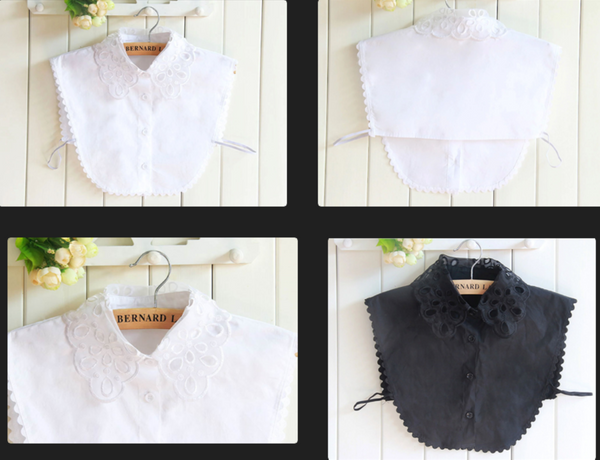 White, Black / Fake Lace Collar, False Collar, Removable Collar  B102(E)