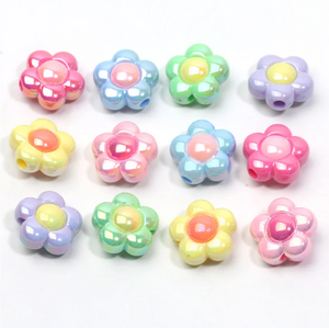 30 pcs / 16mm /High Quality Assorted Acrylic Shiny Flower Beads, Flower Spacers For Jewellery Making (BB103)