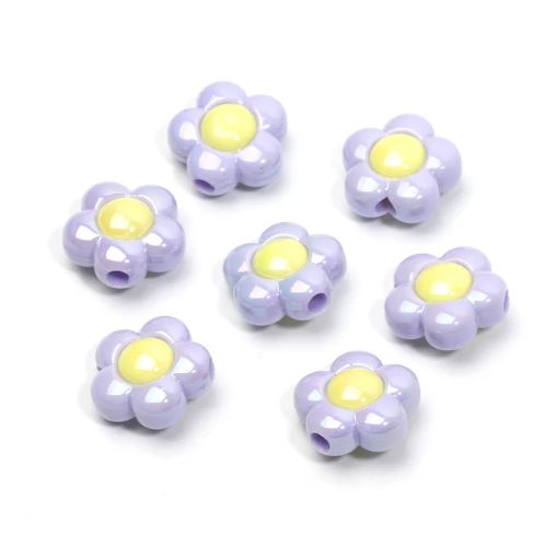 30 pcs / 16mm /High Quality Assorted Acrylic Shiny Flower Beads, Flower Spacers For Jewellery Making (BB103)