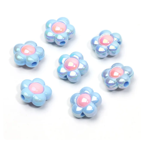 30 pcs / 16mm /High Quality Assorted Acrylic Shiny Flower Beads, Flower Spacers For Jewellery Making (BB103)