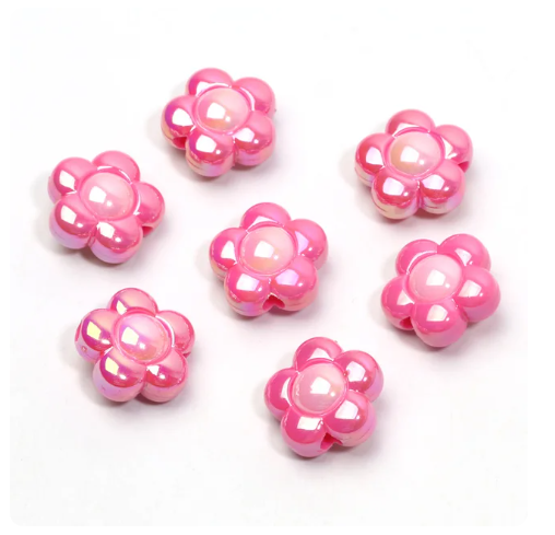 30 pcs / 16mm /High Quality Assorted Acrylic Shiny Flower Beads, Flower Spacers For Jewellery Making (BB103)