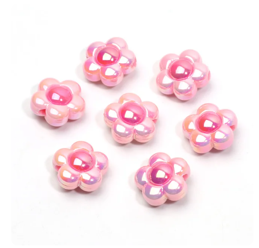 30 pcs / 16mm /High Quality Assorted Acrylic Shiny Flower Beads, Flower Spacers For Jewellery Making (BB103)