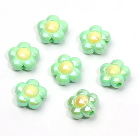 30 pcs / 16mm /High Quality Assorted Acrylic Shiny Flower Beads, Flower Spacers For Jewellery Making (BB103)