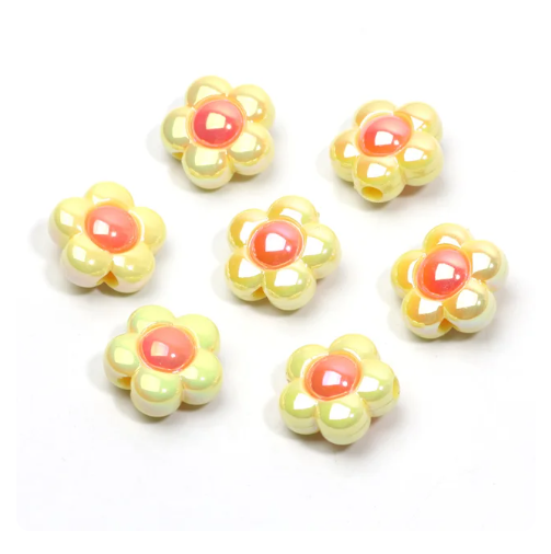 30 pcs / 16mm /High Quality Assorted Acrylic Shiny Flower Beads, Flower Spacers For Jewellery Making (BB103)