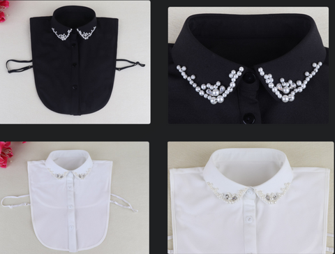 Off White, Black Cotton Fake Collar, False Collar, Removable Collar  B147(E)