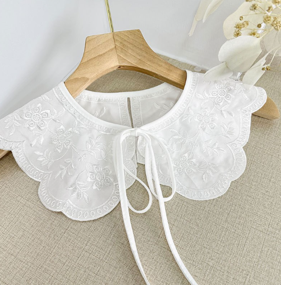 42cm, 50cm(XL) / Off White, Black / Fake Lace Collar, False Collar, Removable Collar   B630(K-small)