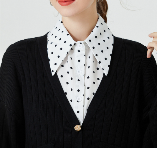 B660 / Off White Fake Chiffon Collar, Off White Elegant Lace Fake Collar, False Collar, Removable Collar