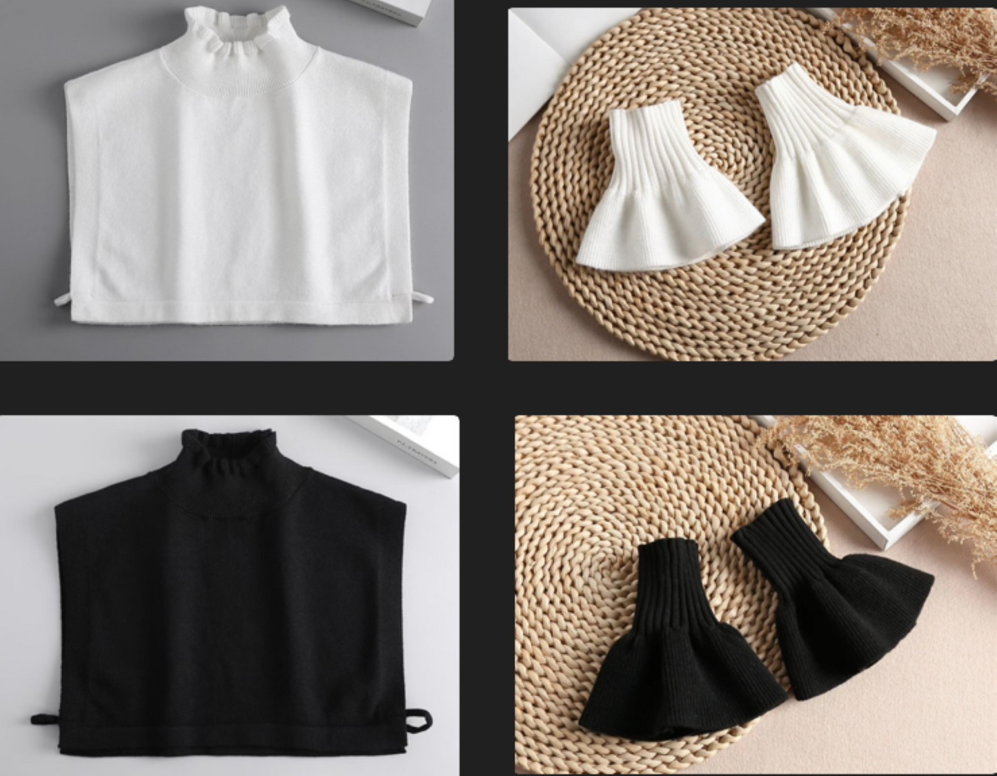 B662 / Removable Knit Fake Collar, False Collar, Removable Collar, Fake Sleeve Cuffs, False Wrist Cuffs, Removable Wrist Cuffs