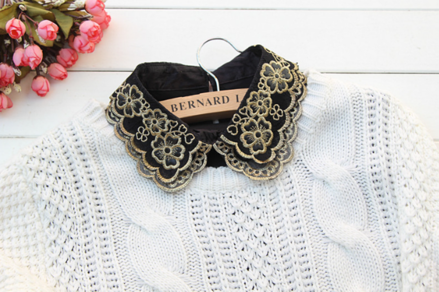 B810 / Black Fake Collar, False Collar, Removable Collar