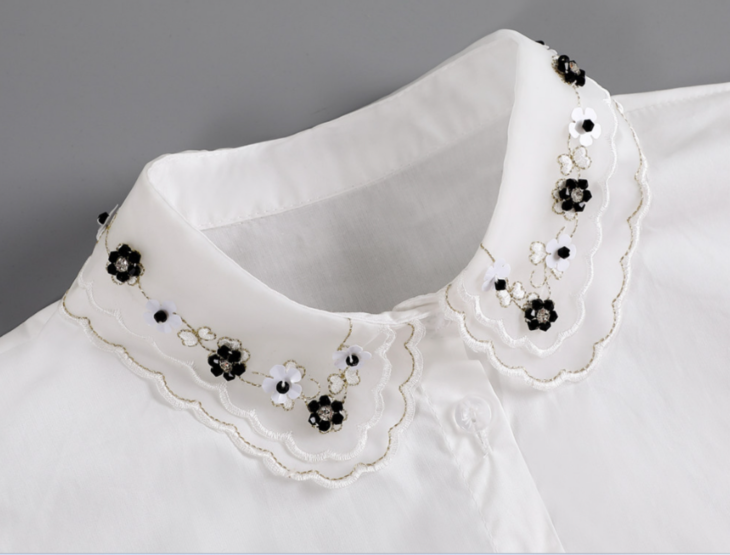 B819 / Off White, Black / Fake Collar, False Collar, Removable Collar