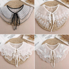 B625 / Off White, black Fake Lace Collar, False Collar, Removable Collar