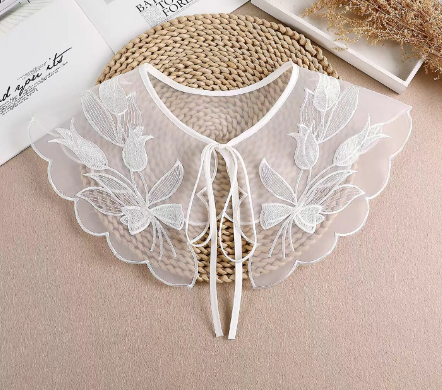 Off White, black Fake Lace Collar, False Collar, Removable Collar B625