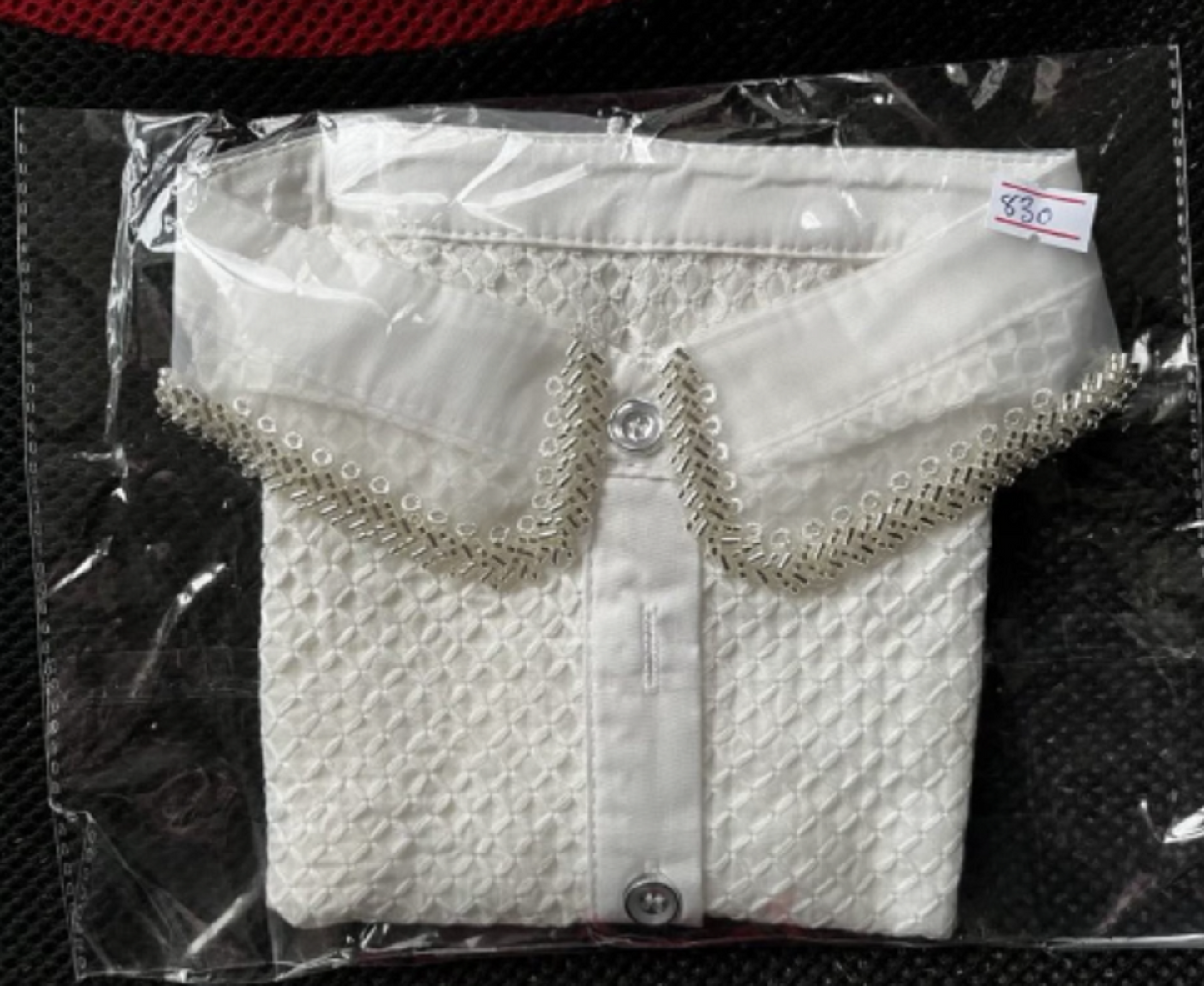 B830 / Off White / Silver Edge Fake Collar, Off White Elegant Lace Fake Collar, False Collar, Removable Collar