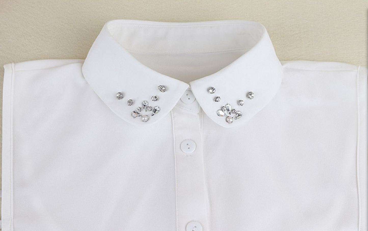 Off White, Black Rhinestone Fake Collar, False Collar, Removable Collar  B831(K)