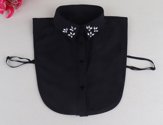 B833 / Black Rhinestone Fake Collar, False Collar, Removable Collar
