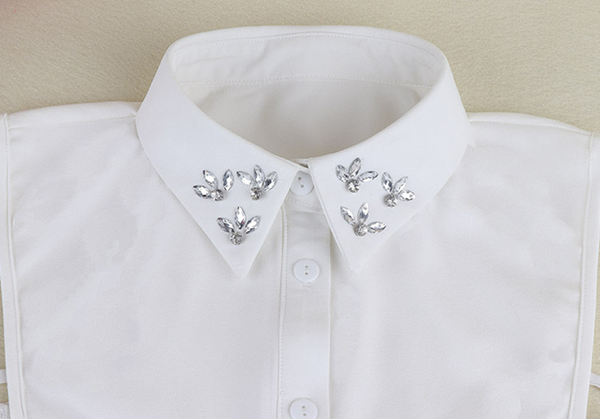 Off White, Black Rhinestone Fake Collar, False Collar, Removable Collar  B833(K)