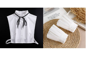 Pure White Fake Collar, Fake Sleeve Cuffs, False Wrist Cuffs, Removable Wrist Cuffs  B837(K)