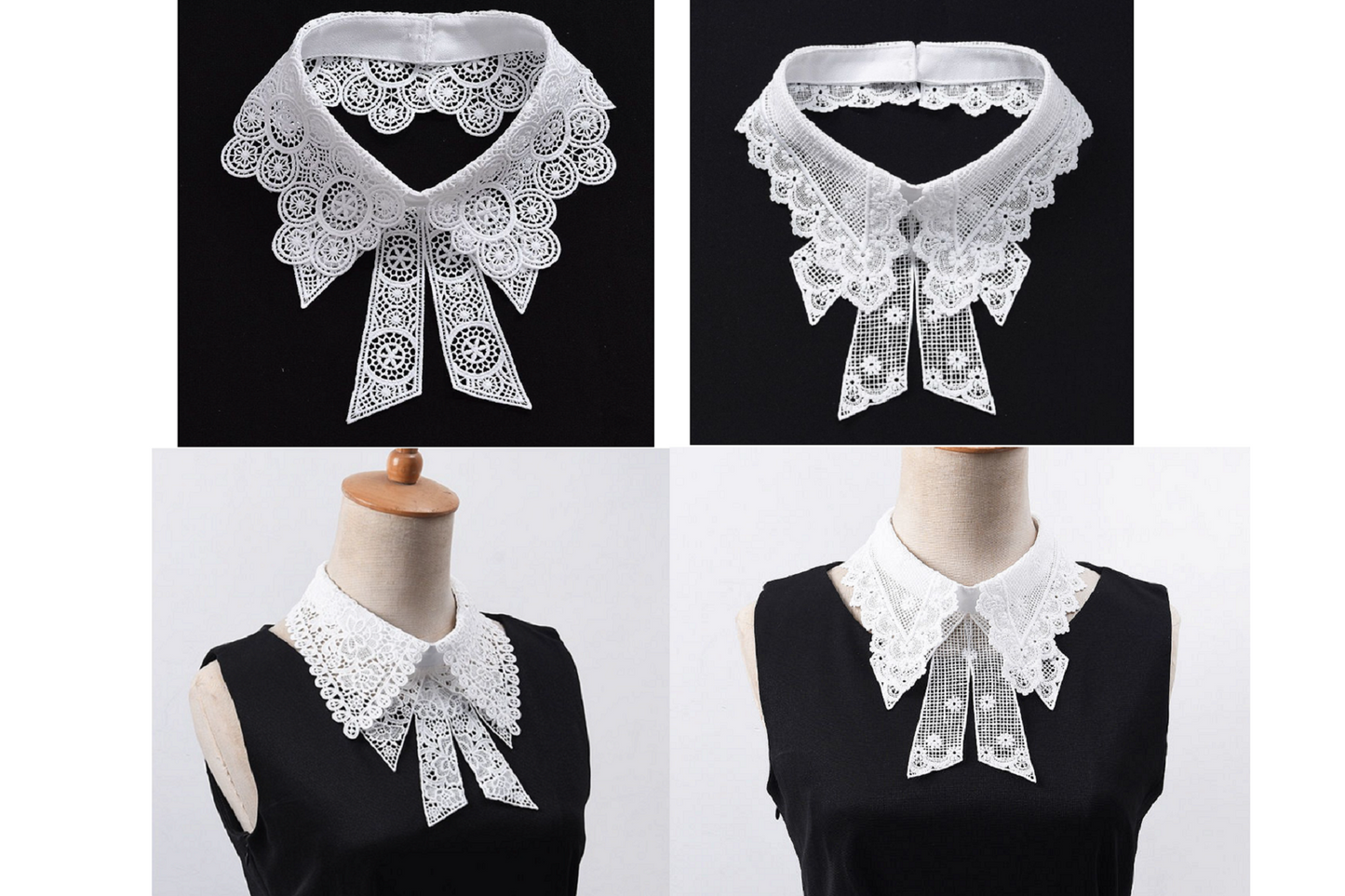 Off White Fake Lace Collar, False Collar, Removable Collar B840 / B841 (K-small)