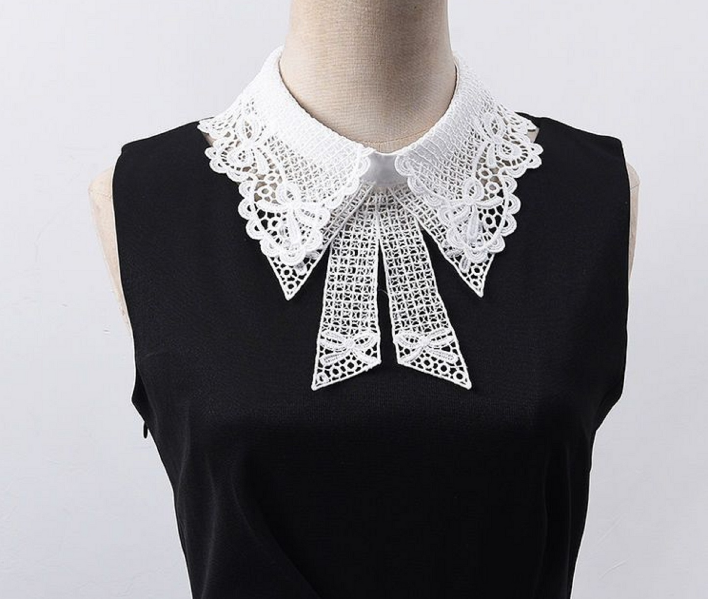 Off White Fake Lace Collar, False Collar, Removable Collar B840 / B841 (K-small)