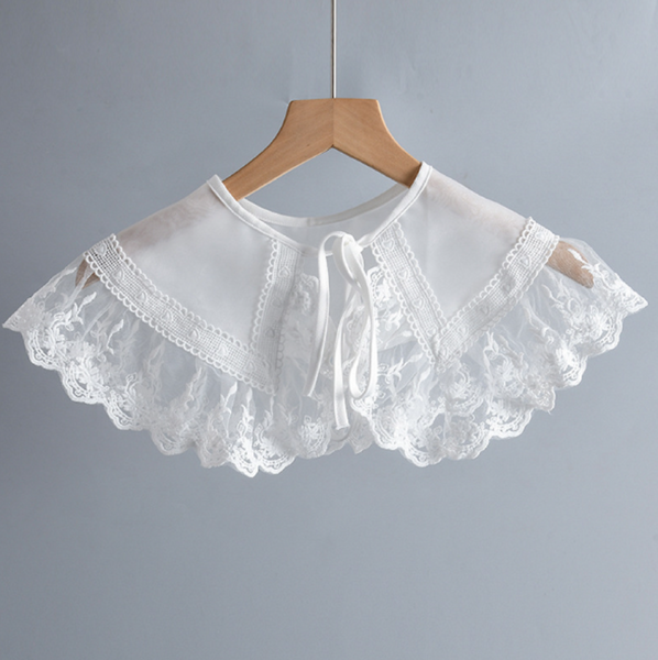 Off White Fake Collar, Off White Elegant Lace Fake Collar, False Collar, Removable Collar   B843(L)