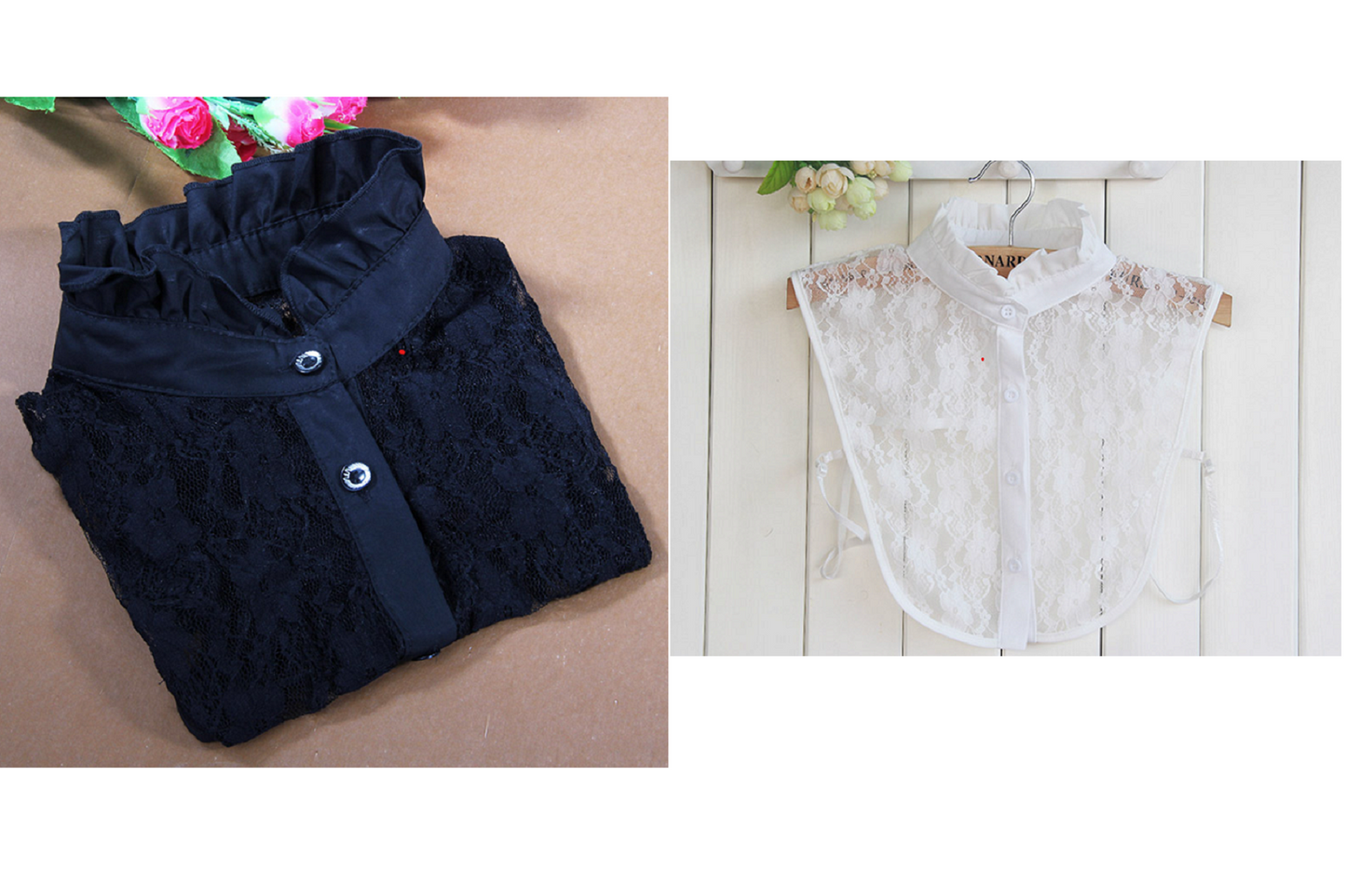 B87(E) Off White, Black / Fake Collar, False Collar, Removable Collar