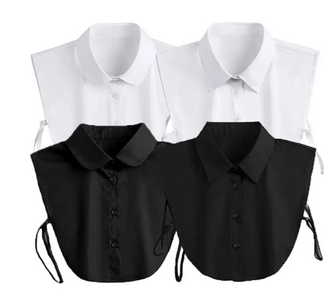 Pure White, Black / Fake Collar, False Collar, Removable Collar, Fake Sleeve Cuffs, False Wrist Cuffs, Removable Wrist Cuffs   B88(K)