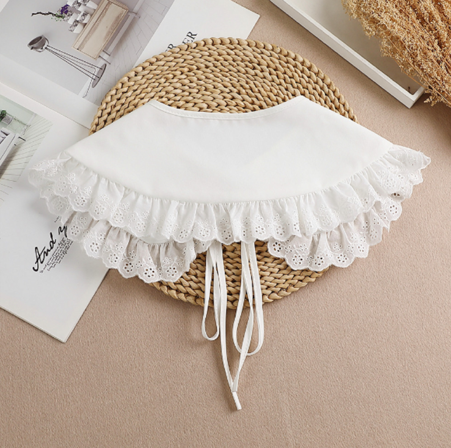 Off White Fake Lace Collar, False Collar, Removable Collar  B94(K-small)