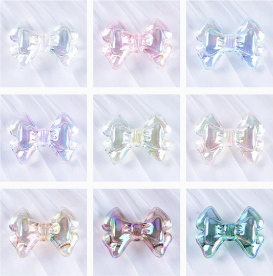 2 pcs / 28 x 22mm / Straight Hole Acrylic Double Bowknots Beads, DIY jewellery making (BB100)