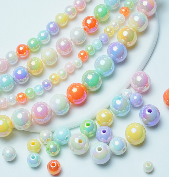 50 pcs / 6mm, 8mm /High Quality Assorted Shiny Acrylic Round Beads, Imitation Pearl Round Beads For Jewellery Making (BB101)