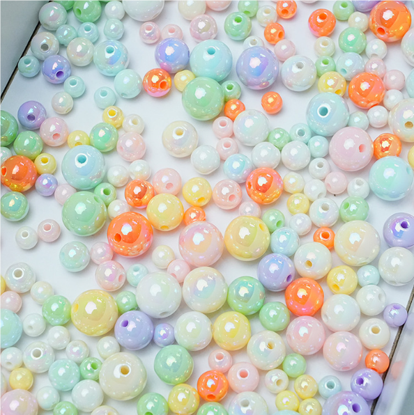 50 pcs / 6mm, 8mm /High Quality Assorted Shiny Acrylic Round Beads, Imitation Pearl Round Beads For Jewellery Making (BB101)