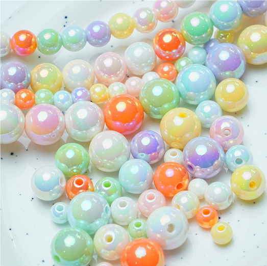 50 pcs / 6mm, 8mm /High Quality Assorted Shiny Acrylic Round Beads, Imitation Pearl Round Beads For Jewellery Making (BB101)